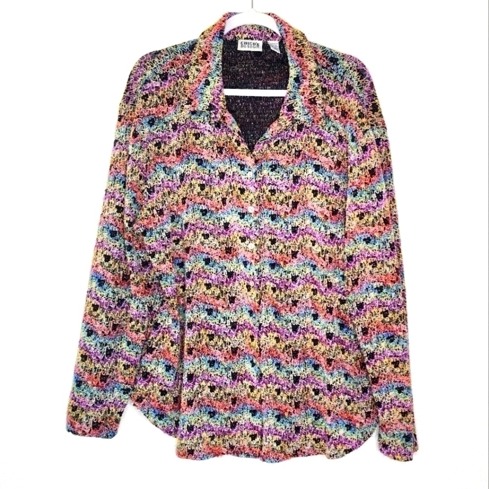 Vintage Chico’s Rainbow Cardigan Top 3